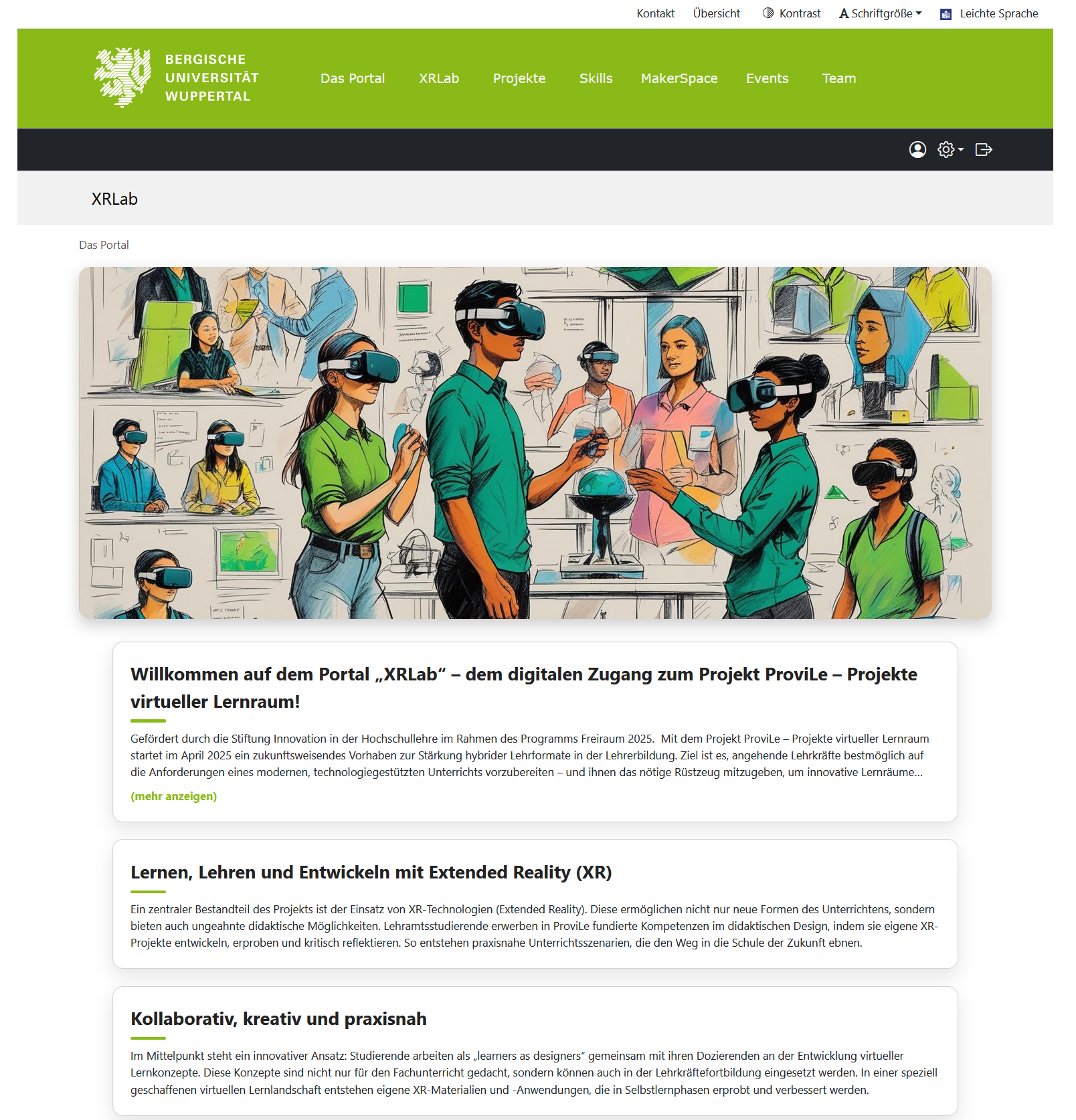 Projekte virtueller Lernraum Extended Realities XR